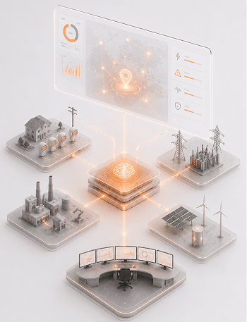 Connected power grid with substations and live grid analytics